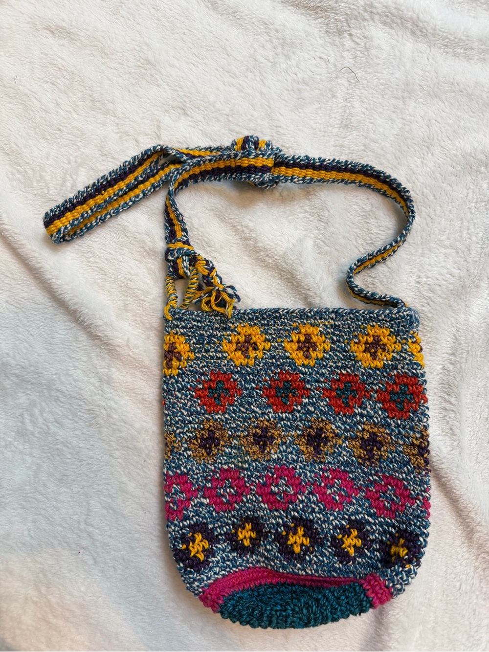 Bamboo Trading Company Handmade Guatemala Crochet Boho Crossbody Bag